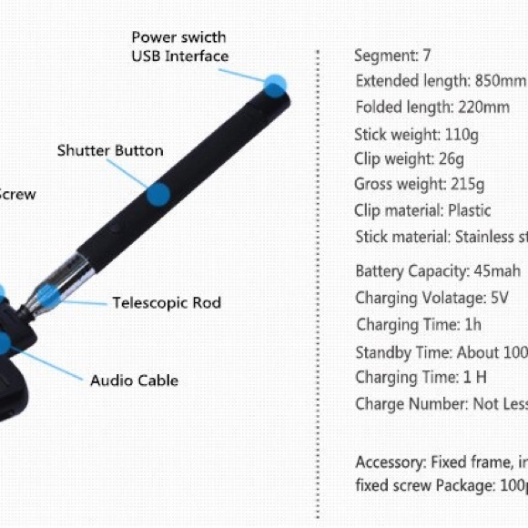 Z07-5 BT Selfie Stick Extendable Monopod For Xiaomi Iphone Samsung Huawei - Picture 3 of 6